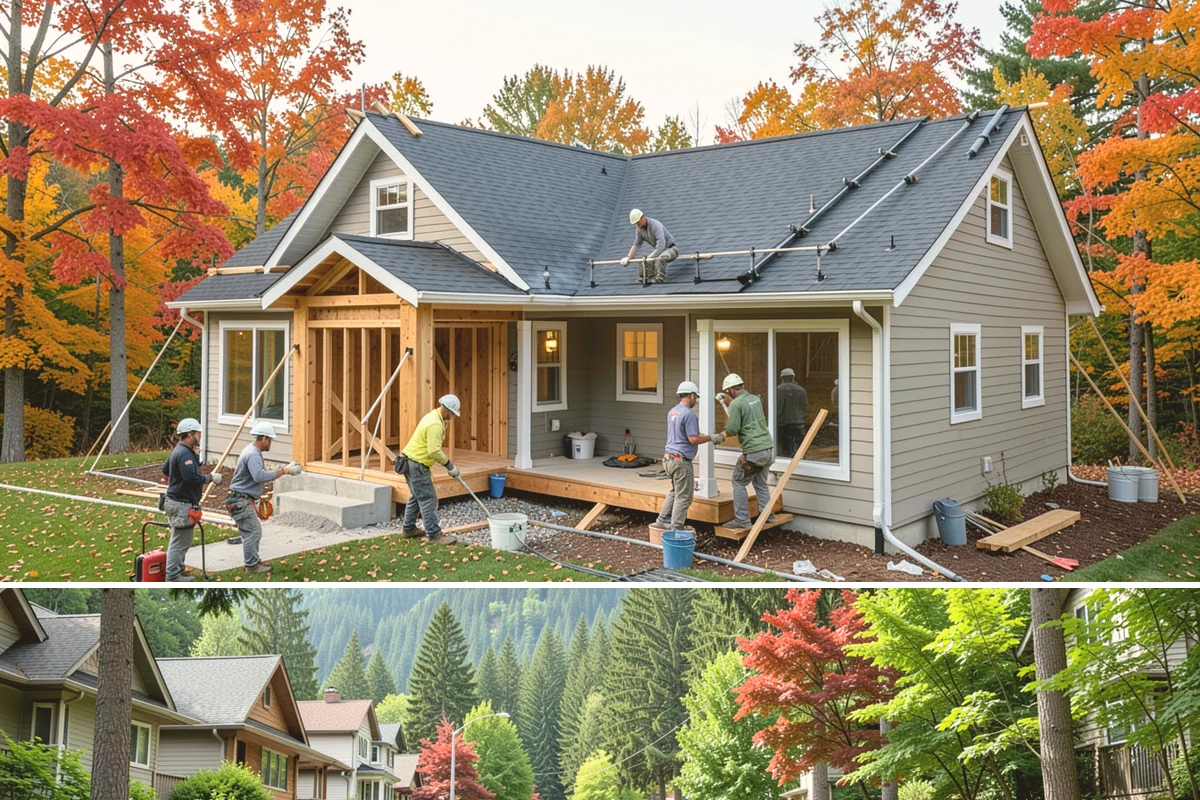 Pavilion Construction in Darrington, Snohomish County, WA - Breaking ground in the drier summer months keeps footing work and roofing on schedule before winter storms.
