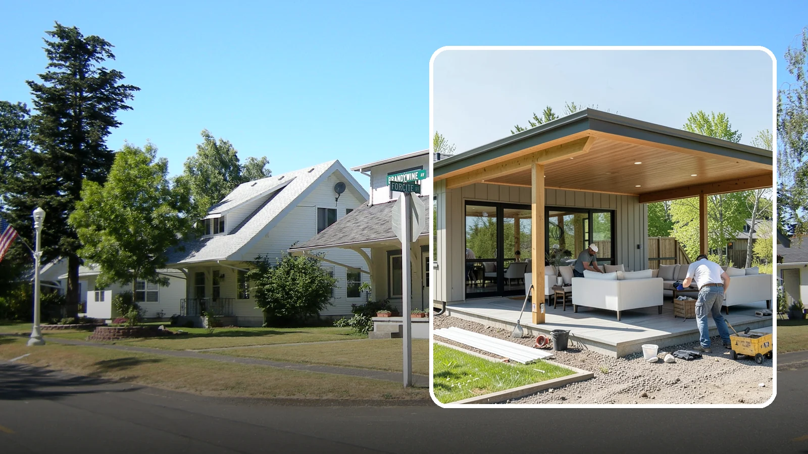 Pavilion Construction in DuPont, Pierce County, WA - A large open-air pavilion that shelters patios, kitchens, or entertaining areas beneath a permanent, engineered roof.