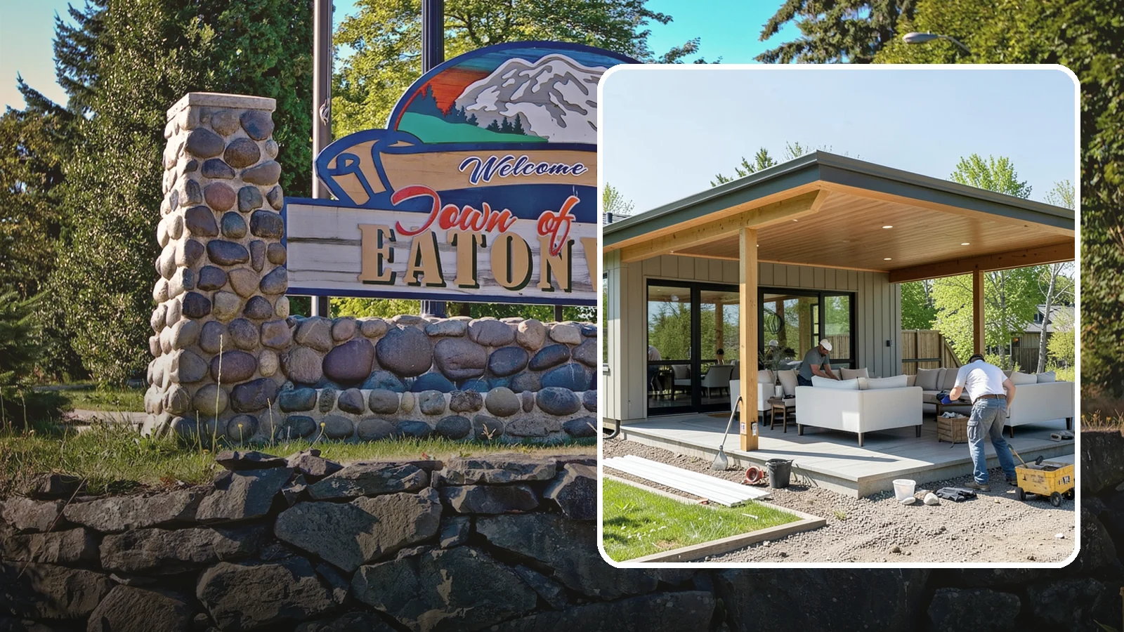 Pavilion Construction in Eatonville, Pierce County, WA - A large open-air pavilion that shelters patios, kitchens, or entertaining areas beneath a permanent, engineered roof.