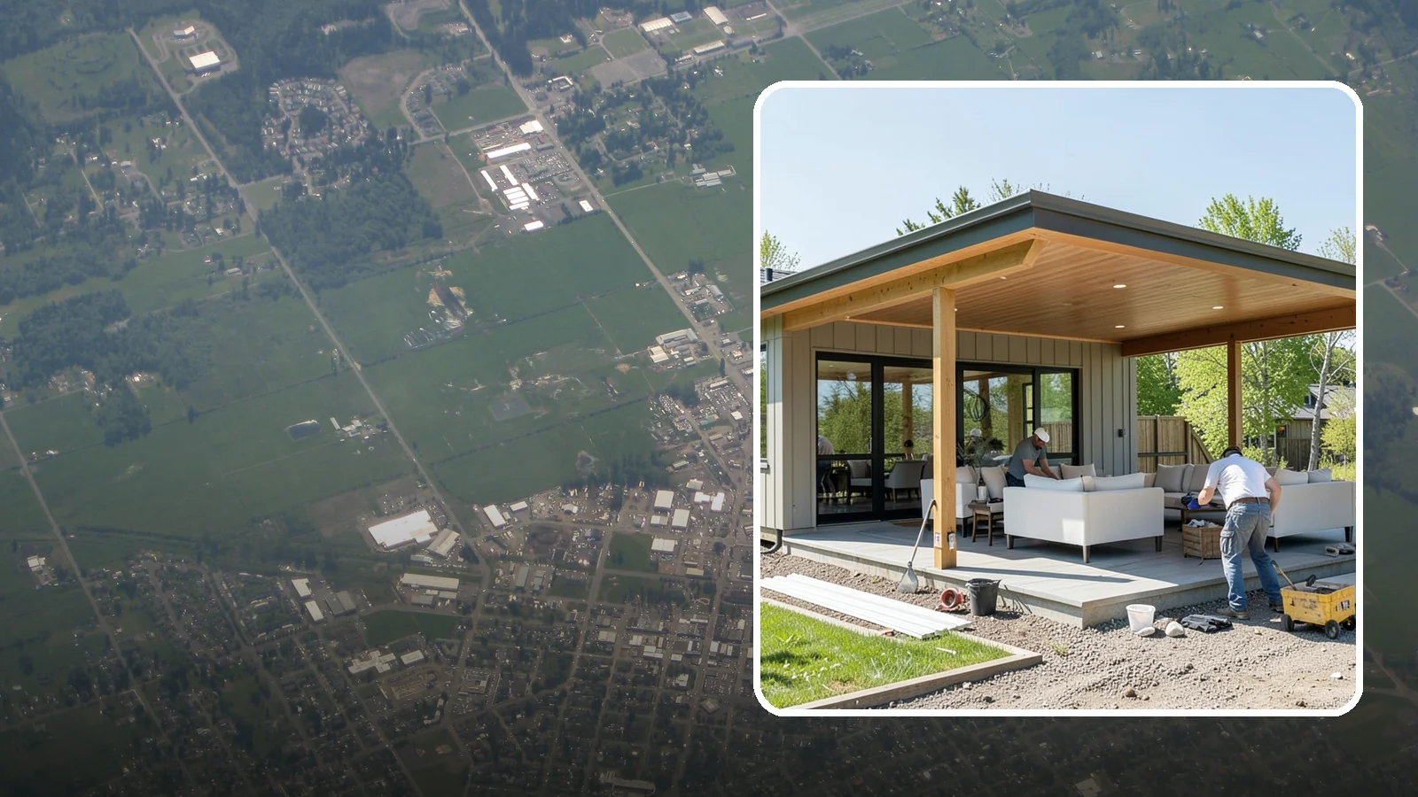 Pavilion Construction in Enumclaw, King County, WA - A large open-air pavilion that shelters patios, kitchens, or entertaining areas beneath a permanent, engineered roof.