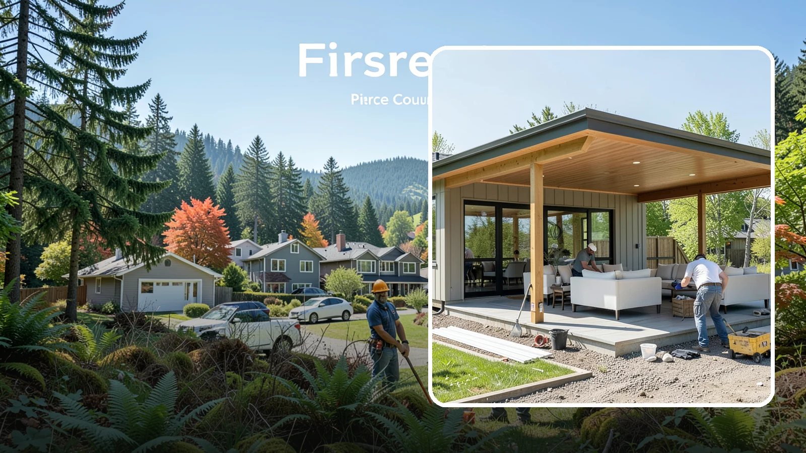 Pavilion Construction in Fircrest, Pierce County, WA - A large open-air pavilion that shelters patios, kitchens, or entertaining areas beneath a permanent, engineered roof.