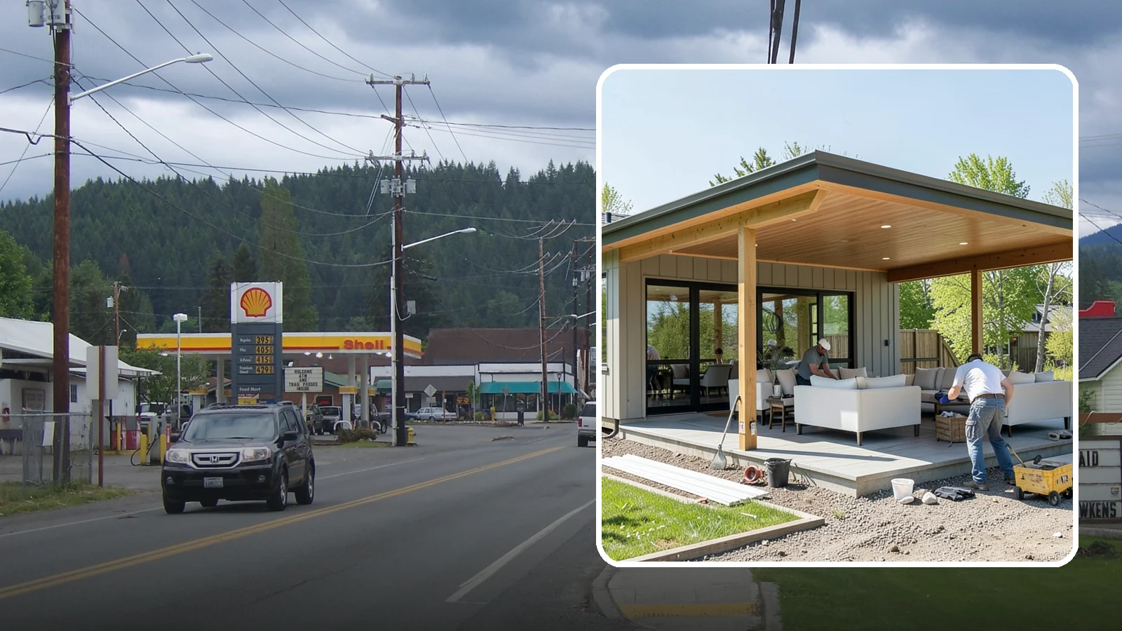 Pavilion Construction in Granite Falls, Snohomish County, WA - A large open-air pavilion that shelters patios, kitchens, or entertaining areas beneath a permanent, engineered roof.