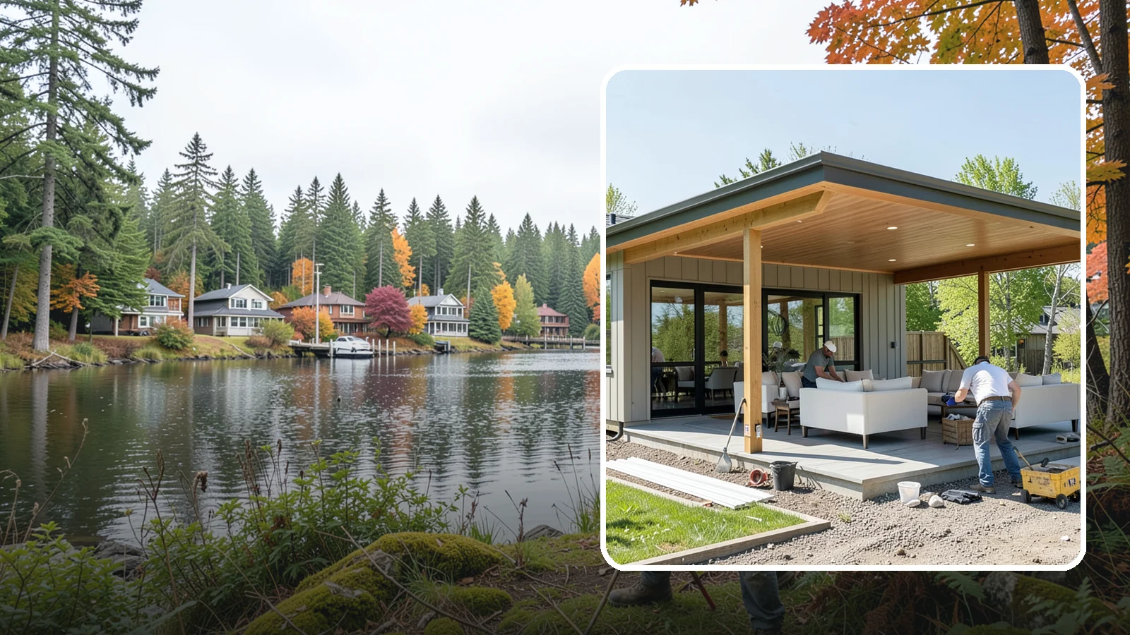 Pavilion Construction in La Conner, Skagit County, WA - A large open-air pavilion that shelters patios, kitchens, or entertaining areas beneath a permanent, engineered roof.