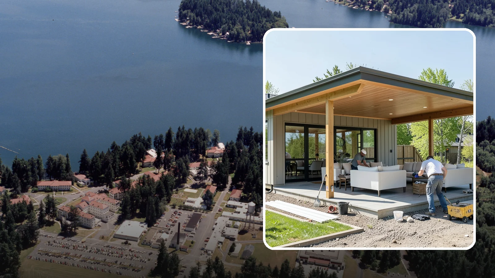 Pavilion Construction in Lakewood, Pierce County, WA - A large open-air pavilion that shelters patios, kitchens, or entertaining areas beneath a permanent, engineered roof.