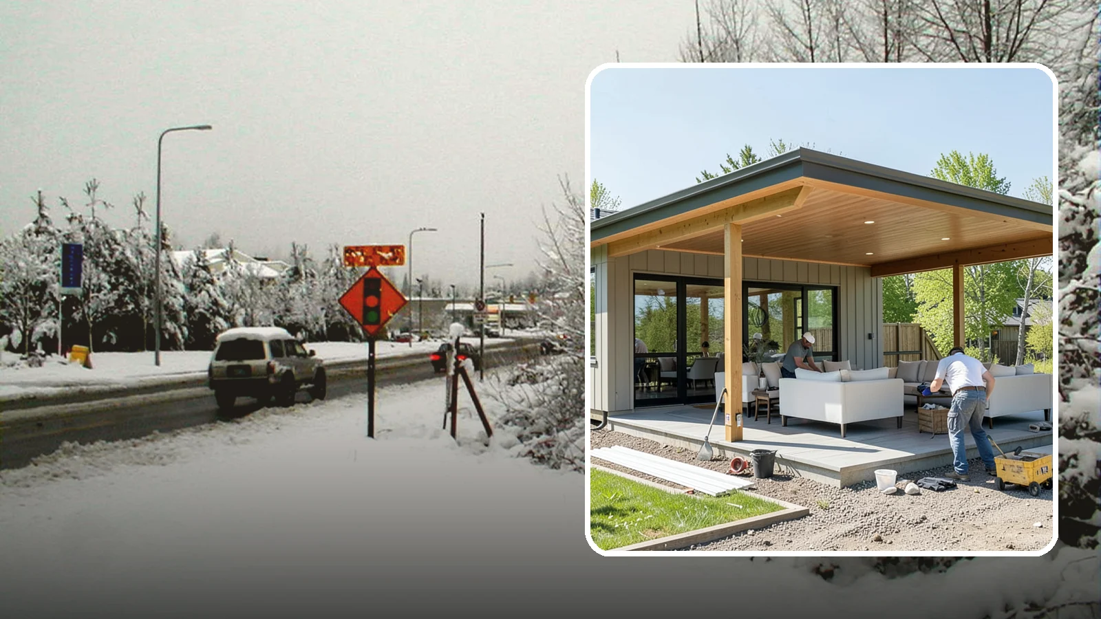 Pavilion Construction in Newcastle, King County, WA - A large open-air pavilion that shelters patios, kitchens, or entertaining areas beneath a permanent, engineered roof.