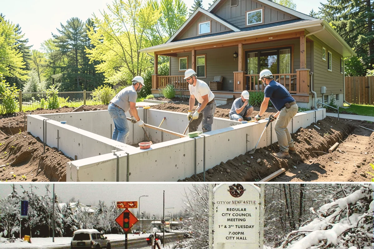 Pavilion Construction in Newcastle, King County, WA - Breaking ground in the drier summer months keeps footing work and roofing on schedule before winter storms.