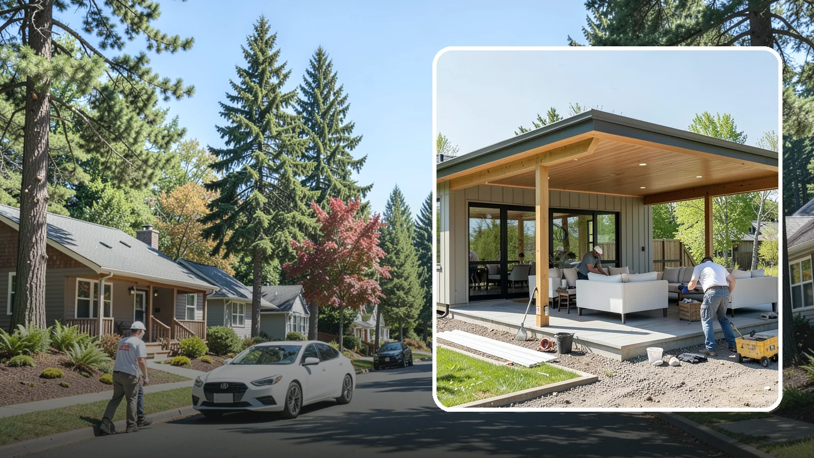 Pavilion Construction in Orting, Pierce County, WA - A large open-air pavilion that shelters patios, kitchens, or entertaining areas beneath a permanent, engineered roof.