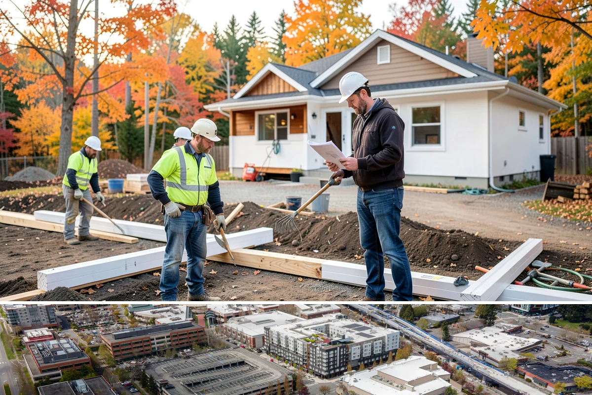 Pavilion Construction in Redmond, King County, WA - Breaking ground in the drier summer months keeps footing work and roofing on schedule before winter storms.