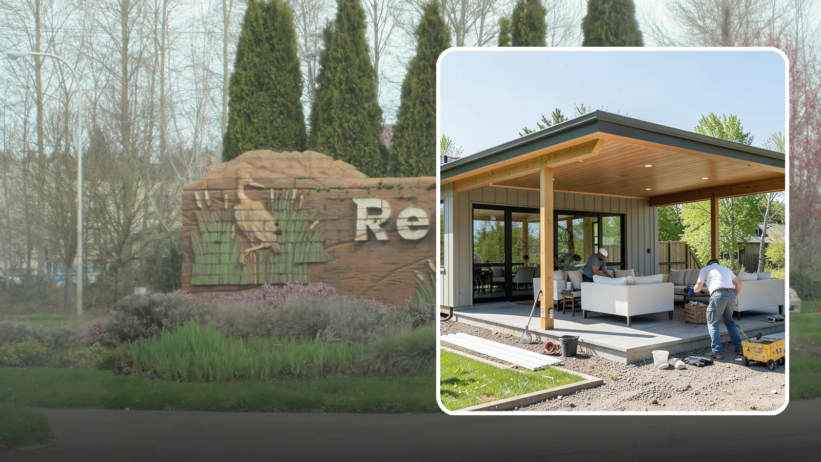 Pavilion Construction in Renton, King County, WA - A large open-air pavilion that shelters patios, kitchens, or entertaining areas beneath a permanent, engineered roof.