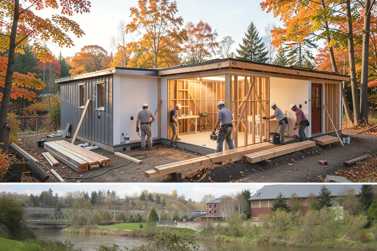 Pavilion Construction in Tukwila, King County, WA - Breaking ground in the drier summer months keeps footing work and roofing on schedule before winter storms.