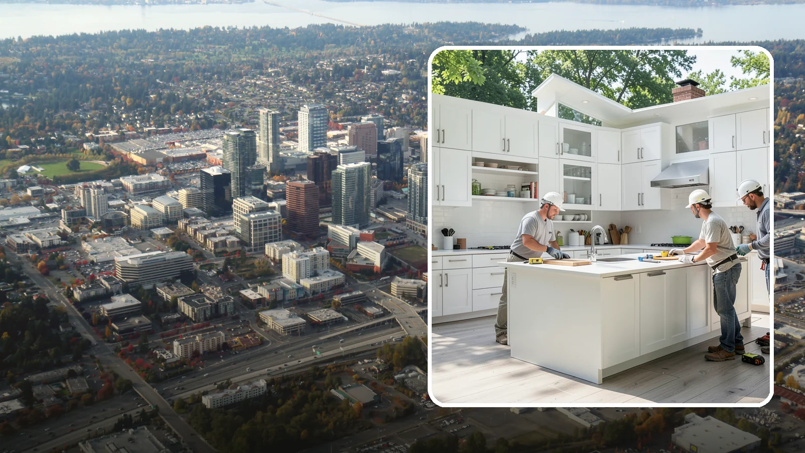 Peninsula Installation in Bellevue, King County, WA - Installing a connected peninsula counter to add work surface and seating where a full island will not fit.
