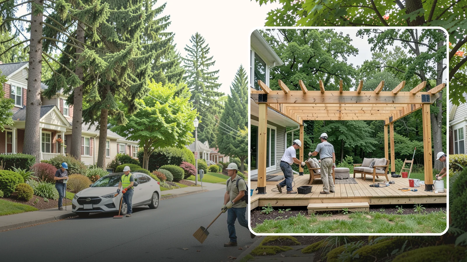 Pergola Construction in Beaux Arts Village, King County, WA - A custom-built pergola that defines your patio or deck with structure, shade, and year-round Pacific Northwest character.