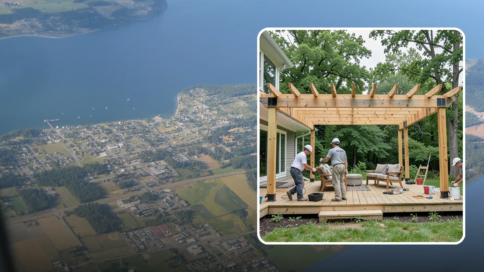Pergola Construction in Coupeville, Island County, WA - A custom-built pergola that defines your patio or deck with structure, shade, and year-round Pacific Northwest character.