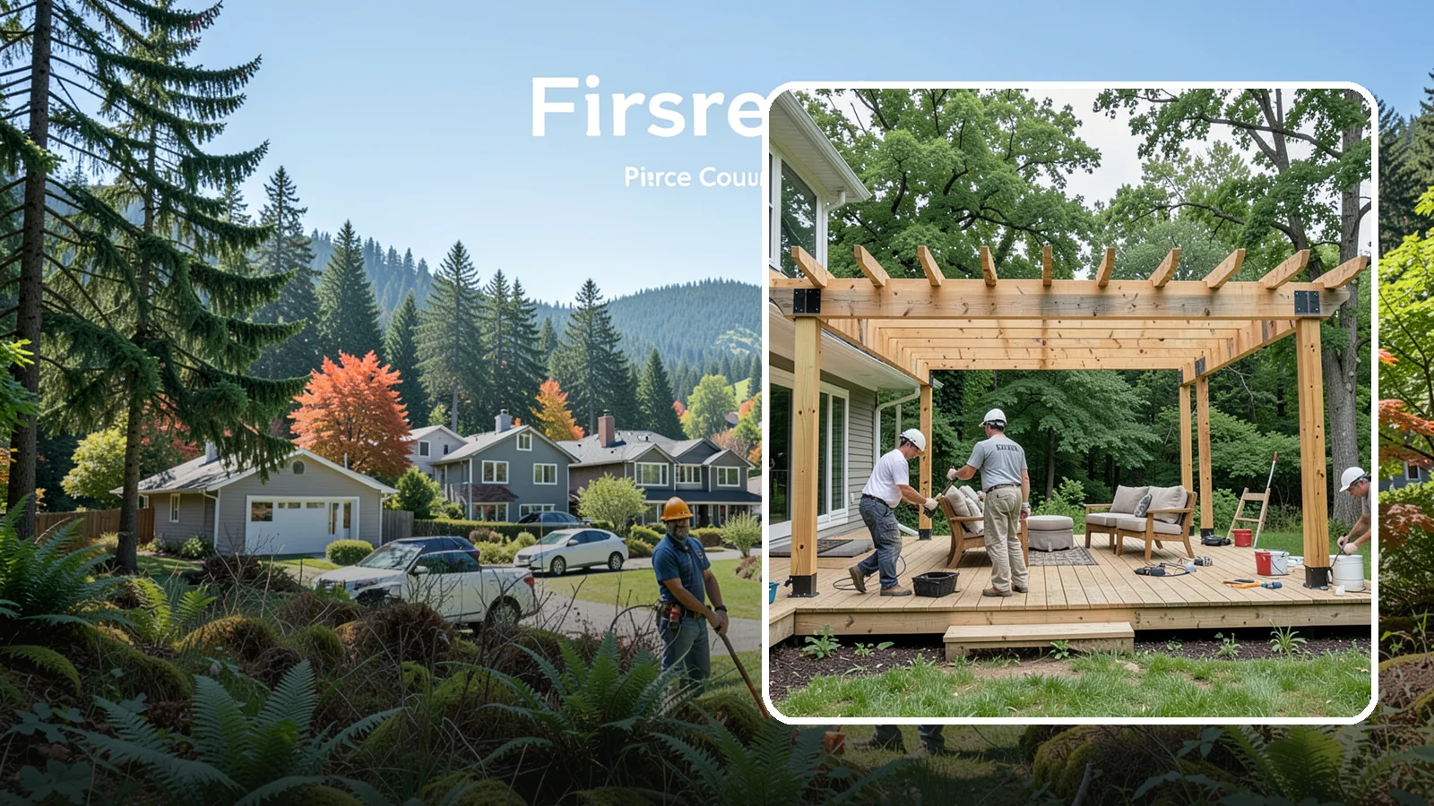 Pergola Construction in Fircrest, Pierce County, WA - A custom-built pergola that defines your patio or deck with structure, shade, and year-round Pacific Northwest character.