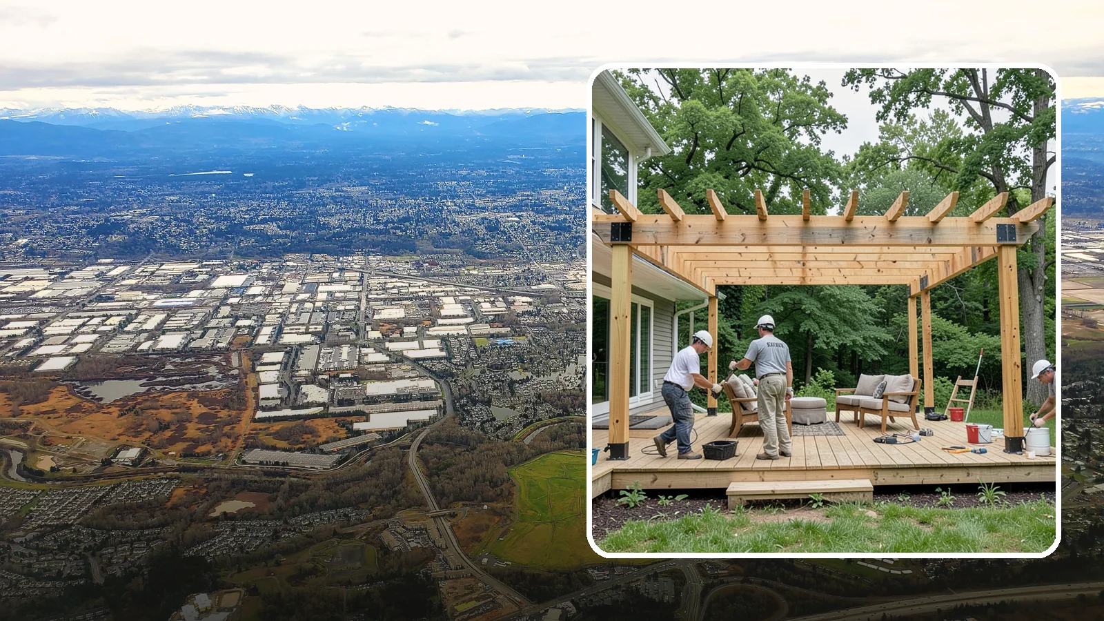 Pergola Construction in Kent, King County, WA - A custom-built pergola that defines your patio or deck with structure, shade, and year-round Pacific Northwest character.
