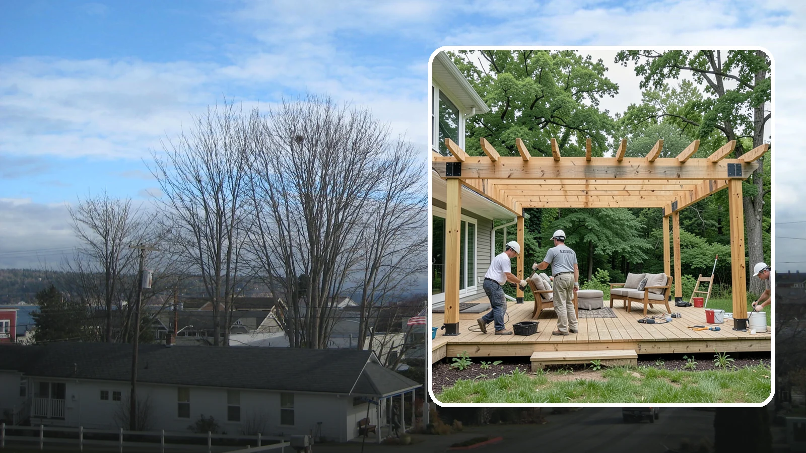 Pergola Construction in Langley, Island County, WA - A custom-built pergola that defines your patio or deck with structure, shade, and year-round Pacific Northwest character.