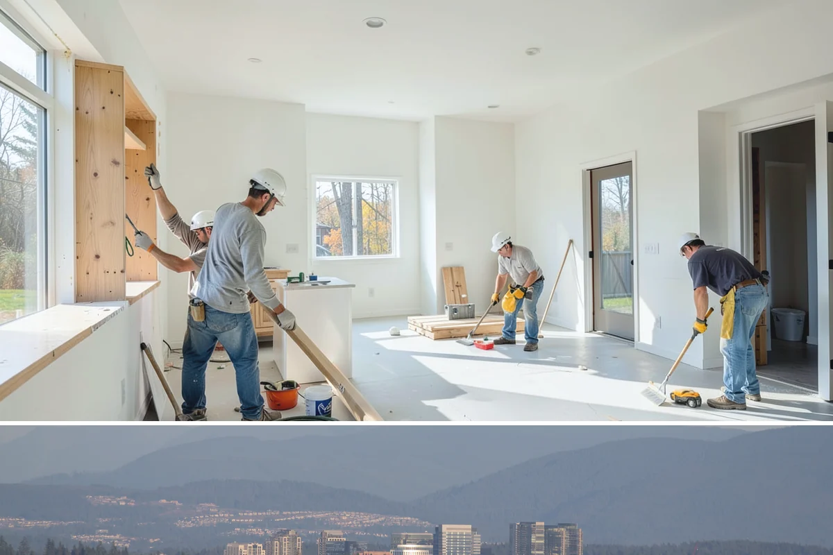 Pergola Construction in Medina, King County, WA - Late spring through early fall offers the driest window for footing cures and finish application in Western Washington.