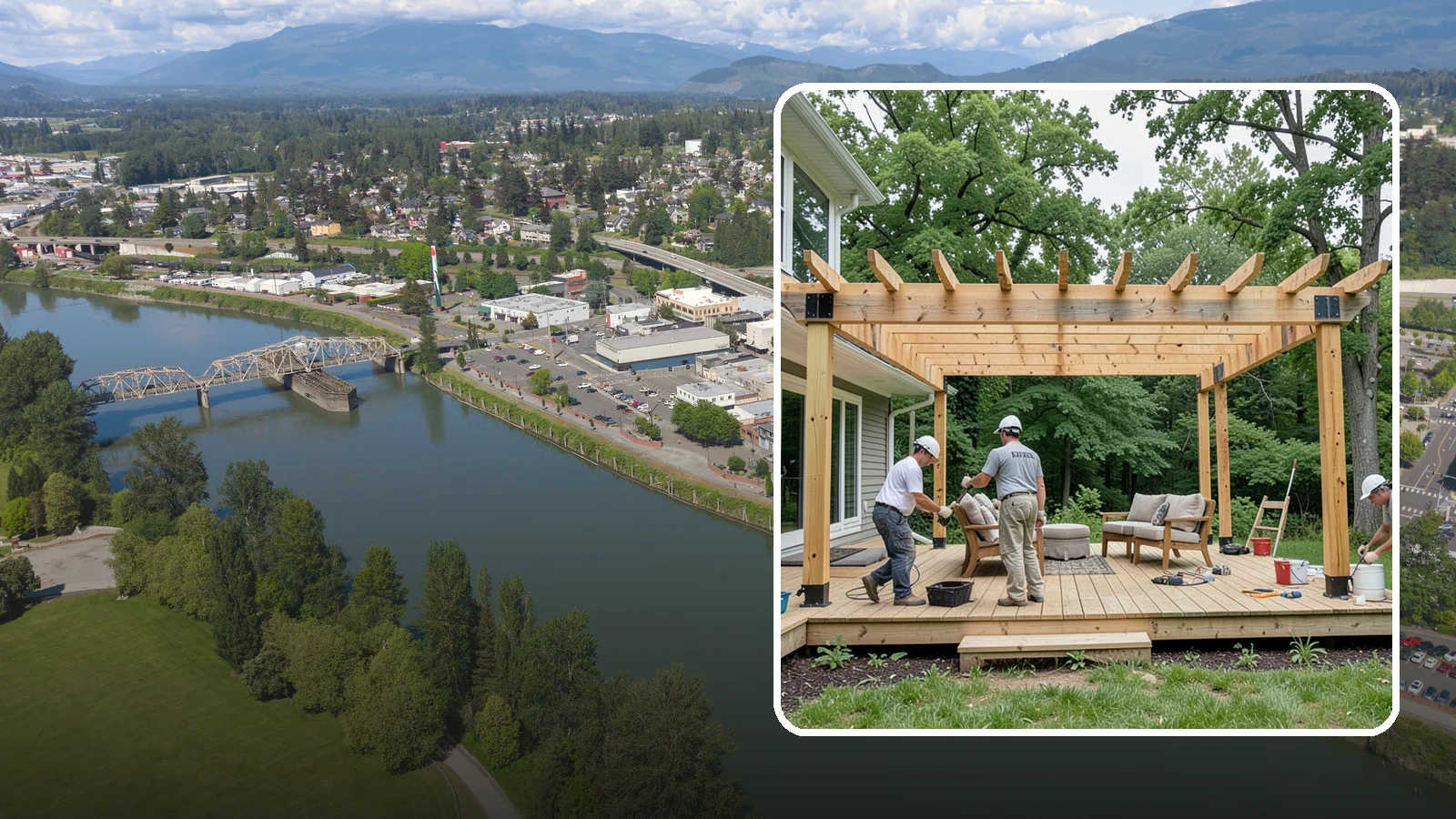 Pergola Construction in Mount Vernon, Skagit County, WA - A custom-built pergola that defines your patio or deck with structure, shade, and year-round Pacific Northwest character.