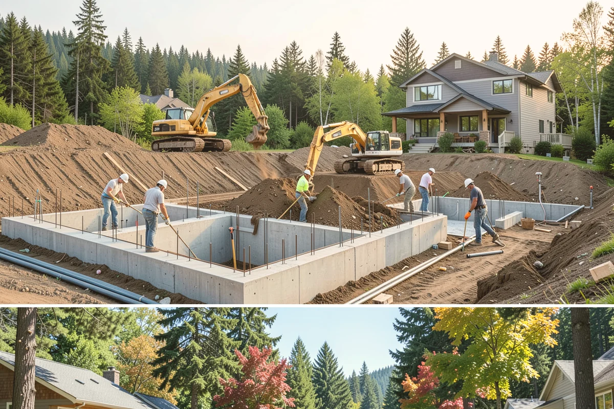 Pergola Construction in Orting, Pierce County, WA - Late spring through early fall offers the driest window for footing cures and finish application in Western Washington.