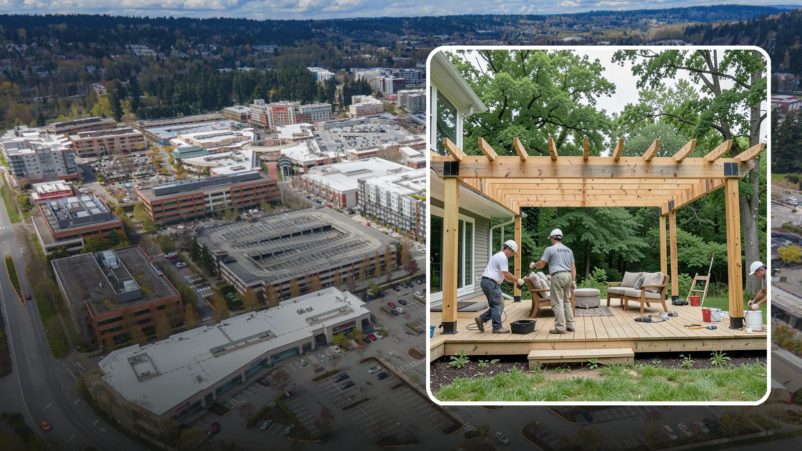 Pergola Construction in Redmond, King County, WA - A custom-built pergola that defines your patio or deck with structure, shade, and year-round Pacific Northwest character.