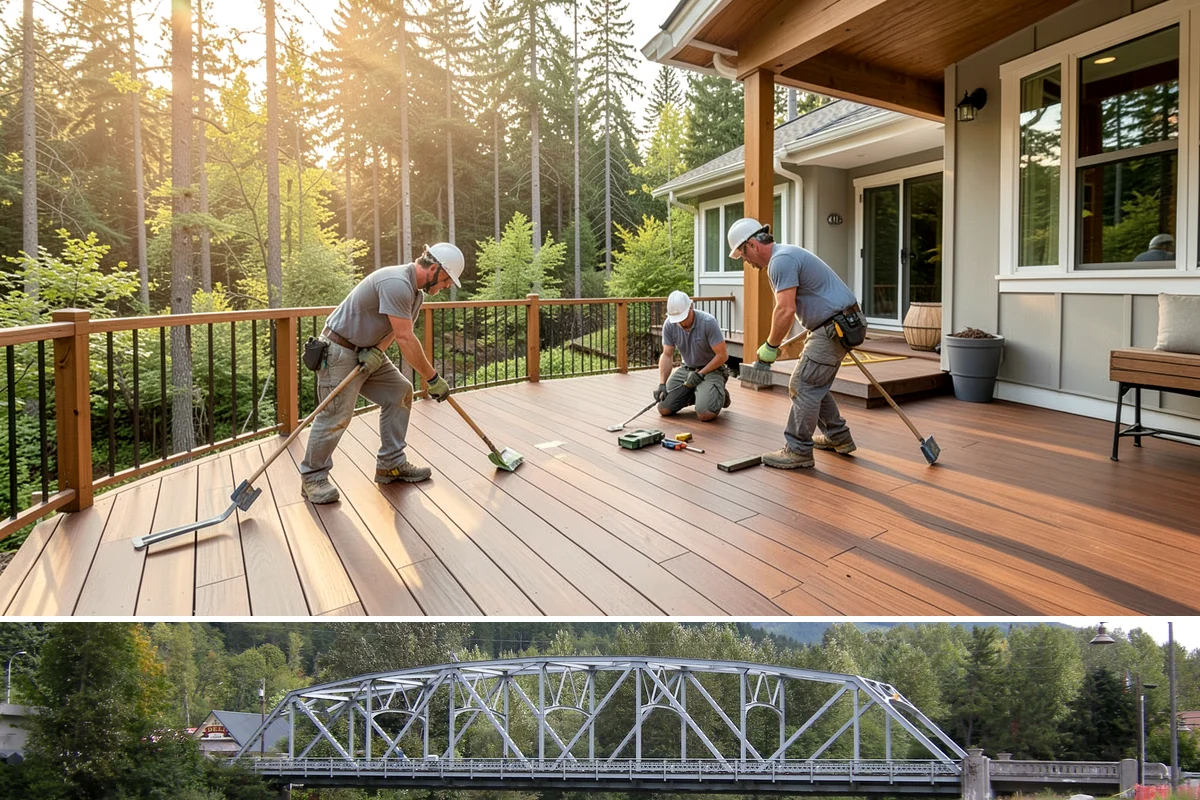 Pergola Construction in Skykomish, King County, WA - Late spring through early fall offers the driest window for footing cures and finish application in Western Washington.