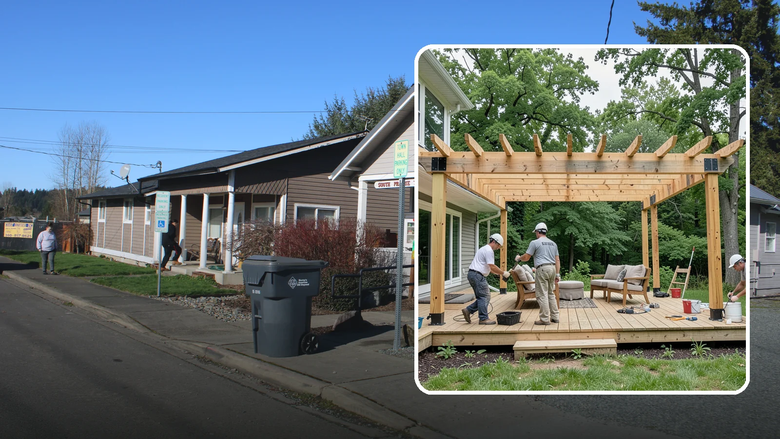 Pergola Construction in South Prairie, Pierce County, WA - A custom-built pergola that defines your patio or deck with structure, shade, and year-round Pacific Northwest character.