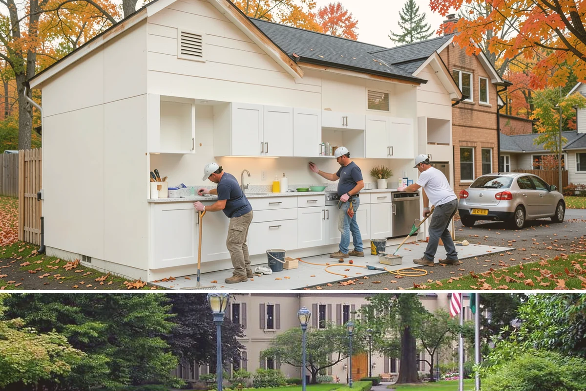 Pergola Construction in Woodinville, King County, WA - Late spring through early fall offers the driest window for footing cures and finish application in Western Washington.