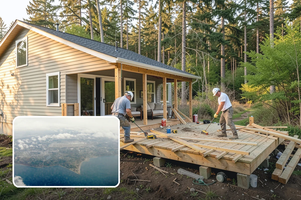 Pergola Over Deck in Burien, King County, WA - Adds shade and defined structure overhead