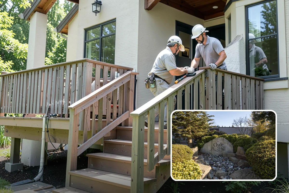 Pergola Over Deck in Clyde Hill, King County, WA - Adds shade and defined structure overhead