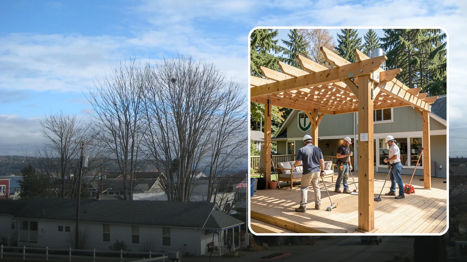 Pergola Over Deck in Langley, Island County, WA - A pergola over your deck that adds shade, structure, and Northwest-ready outdoor style.