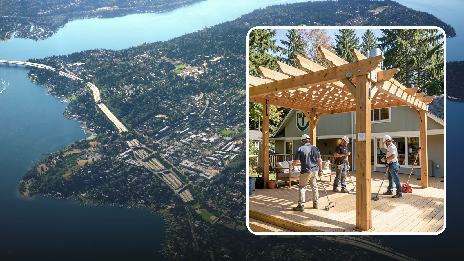 Pergola Over Deck in Mercer Island, King County, WA - A pergola over your deck that adds shade, structure, and Northwest-ready outdoor style.