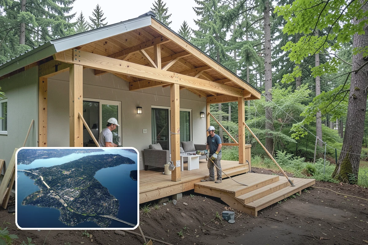 Pergola Over Deck in Mercer Island, King County, WA - Adds shade and defined structure overhead