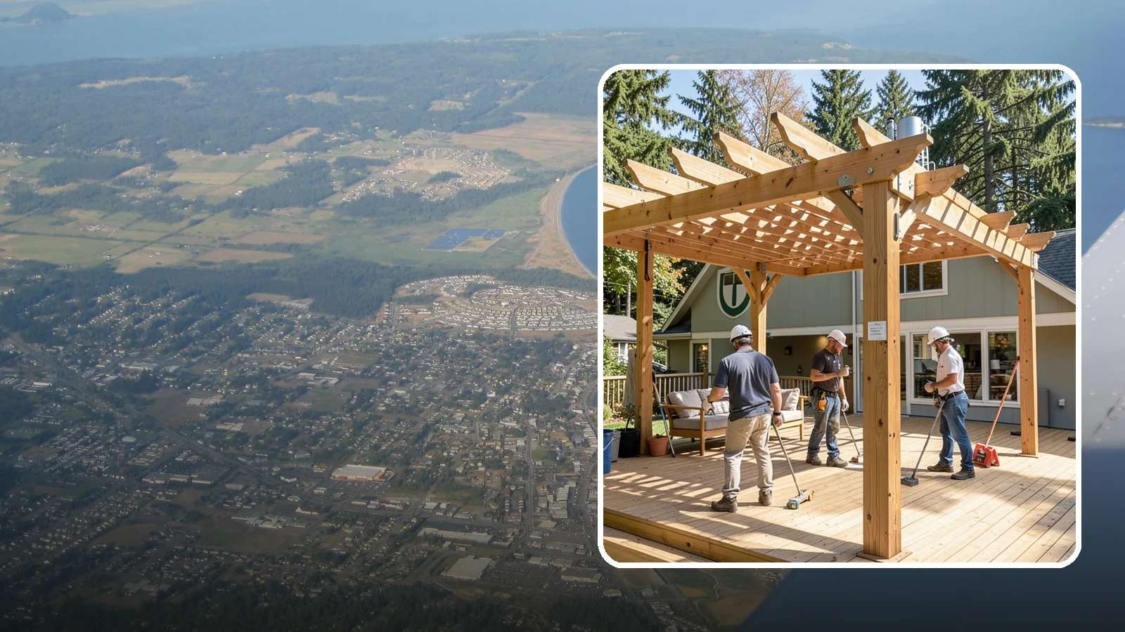 Pergola Over Deck in Oak Harbor, Island County, WA - A pergola over your deck that adds shade, structure, and Northwest-ready outdoor style.