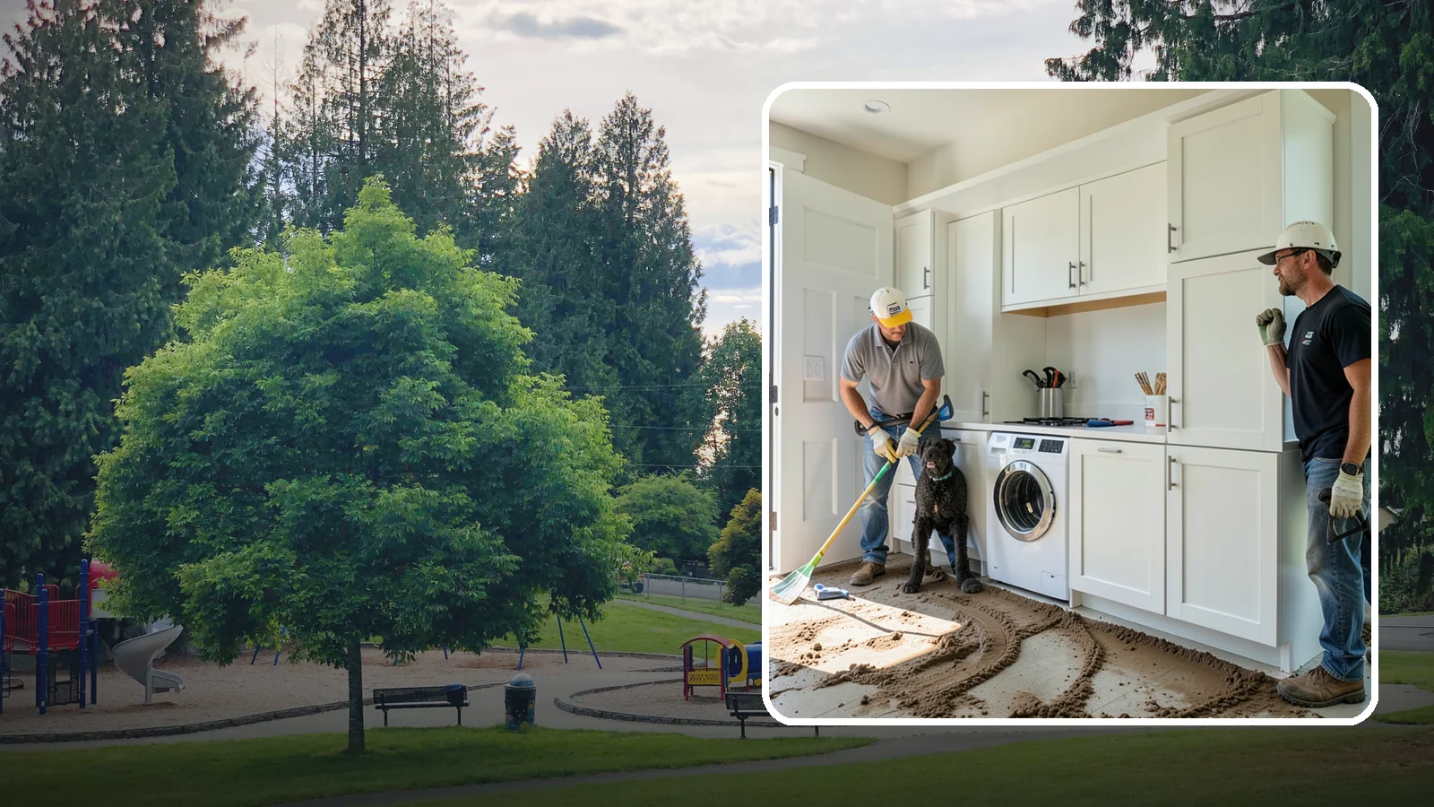 Pet Washing Station Construction in Bonney Lake, Pierce County, WA - We build built-in pet washing stations that keep muddy PNW dogs from tracking the trail through your house.