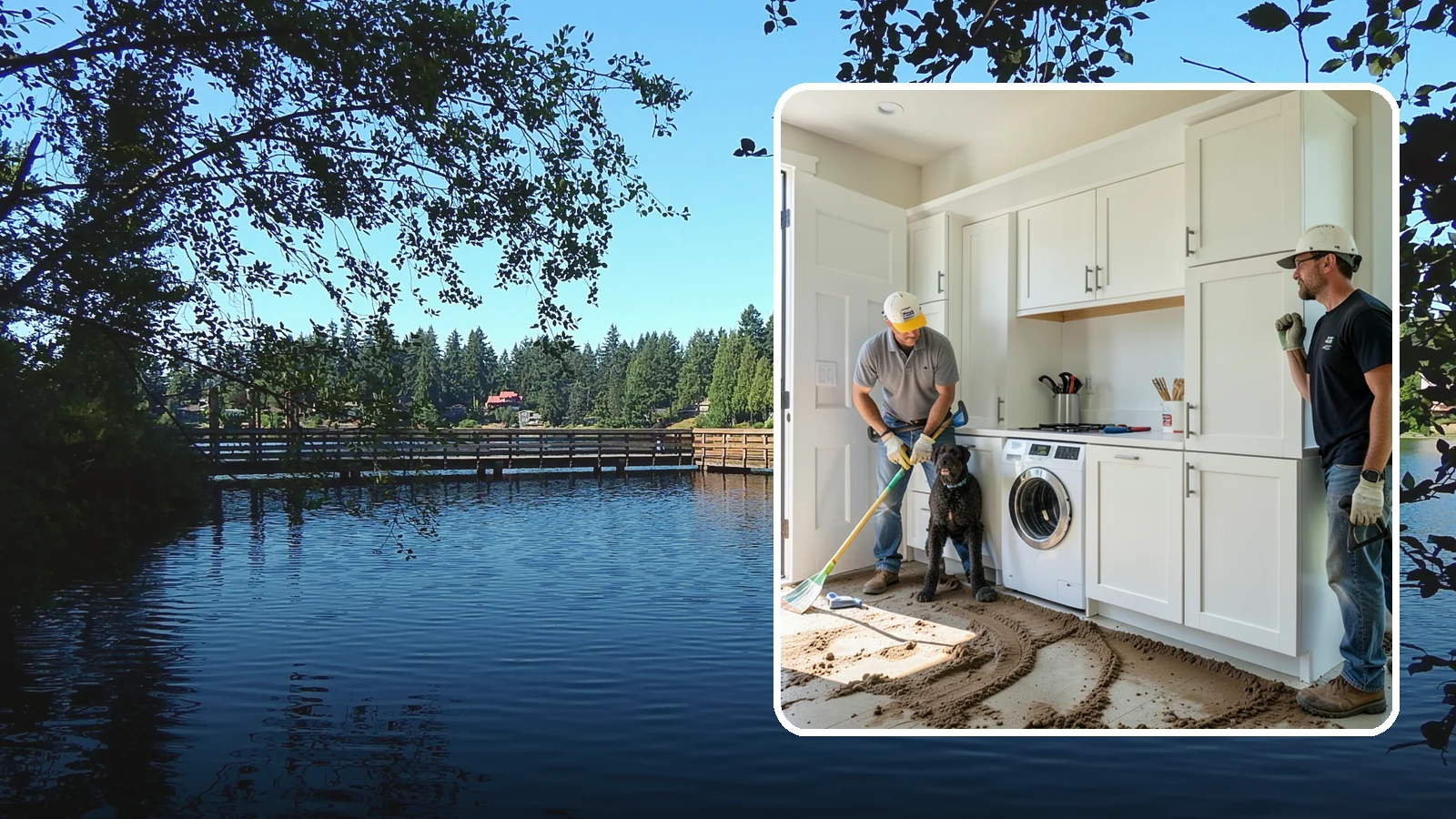 Pet Washing Station Construction in Federal Way, King County, WA - We build built-in pet washing stations that keep muddy PNW dogs from tracking the trail through your house.
