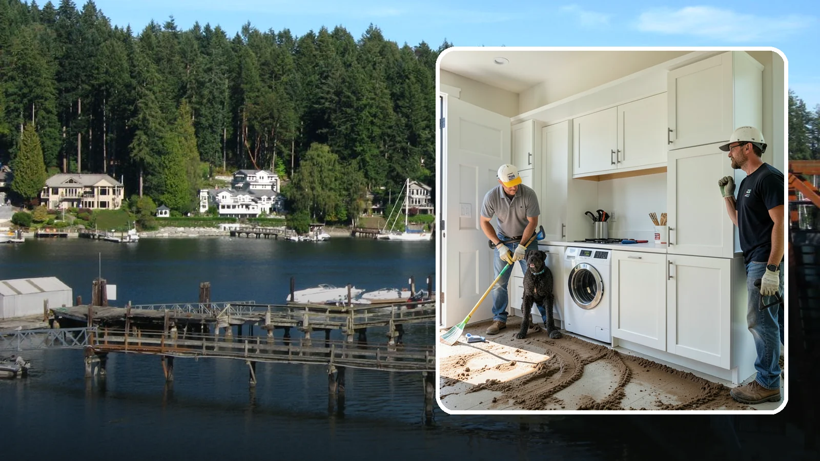 Pet Washing Station Construction in Gig Harbor, Pierce County, WA - We build built-in pet washing stations that keep muddy PNW dogs from tracking the trail through your house.