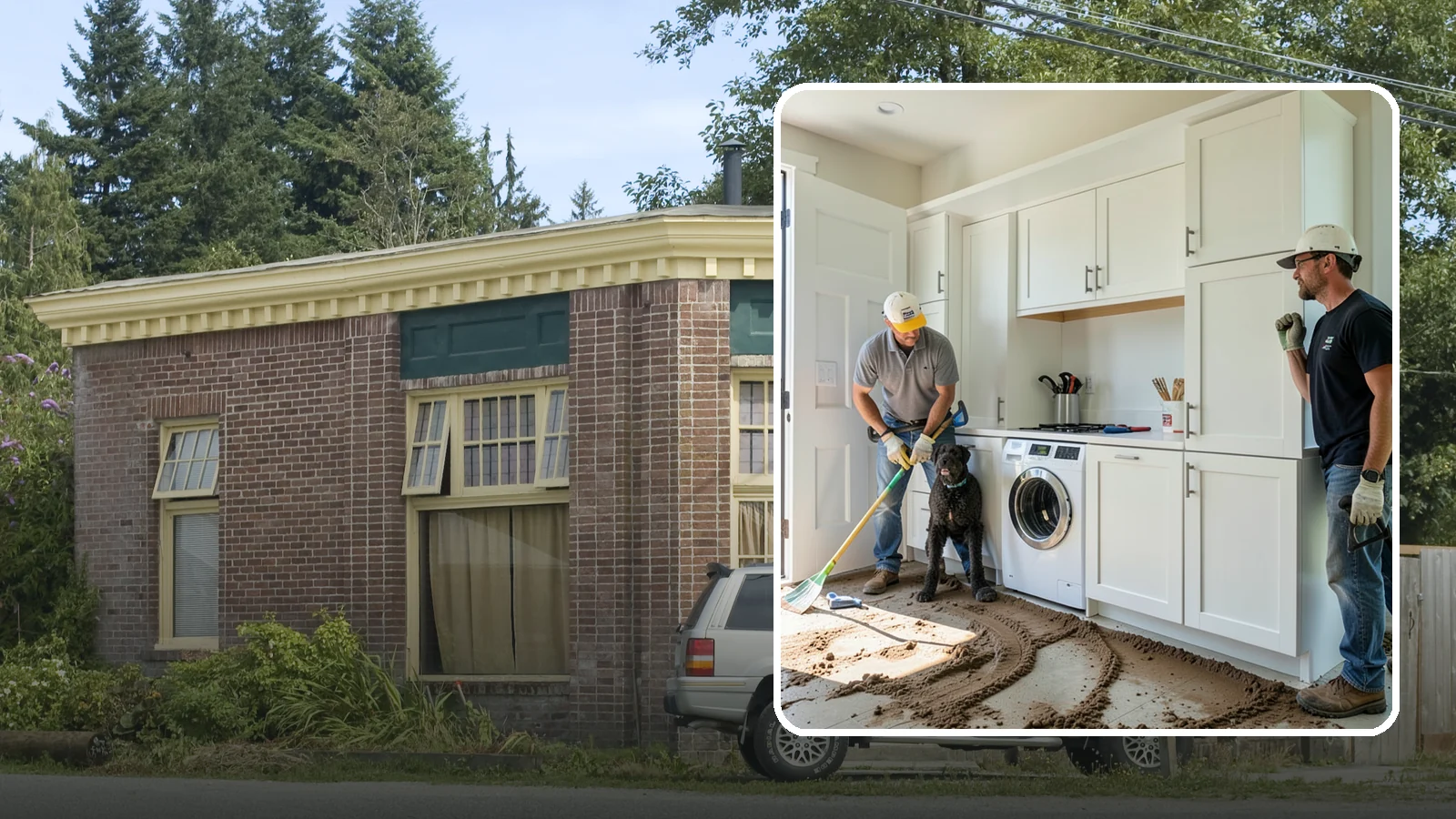 Pet Washing Station Construction in Hamilton, Skagit County, WA - We build built-in pet washing stations that keep muddy PNW dogs from tracking the trail through your house.
