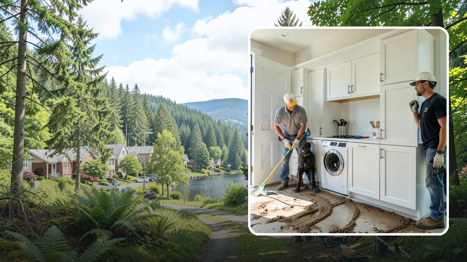 Pet Washing Station Construction in Lake Forest Park, King County, WA - We build built-in pet washing stations that keep muddy PNW dogs from tracking the trail through your house.