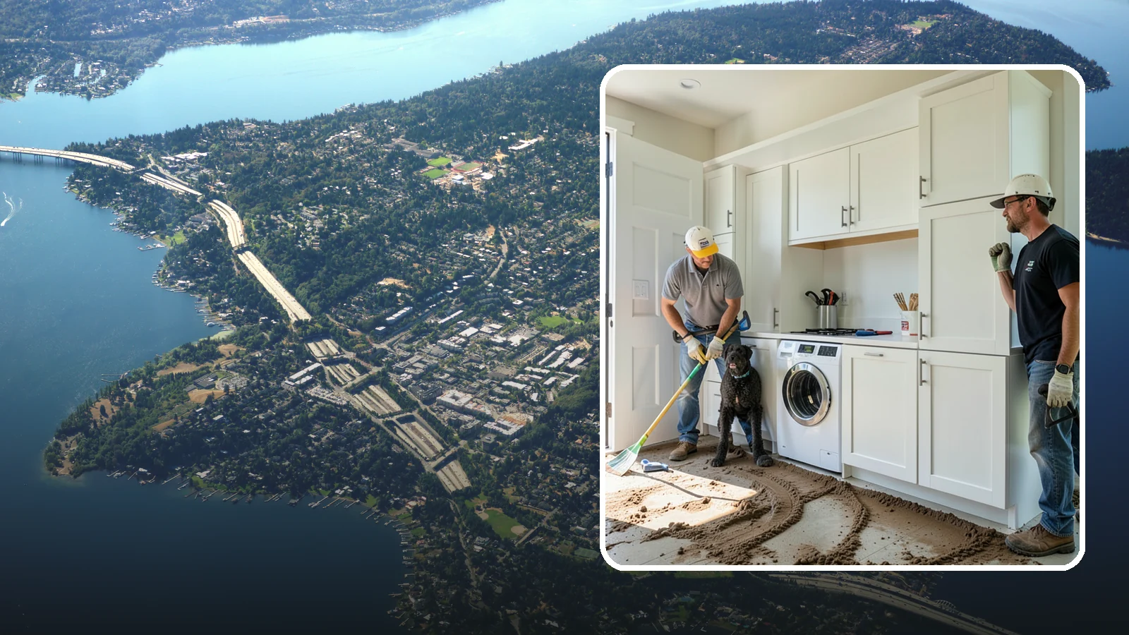 Pet Washing Station Construction in Mercer Island, King County, WA - We build built-in pet washing stations that keep muddy PNW dogs from tracking the trail through your house.