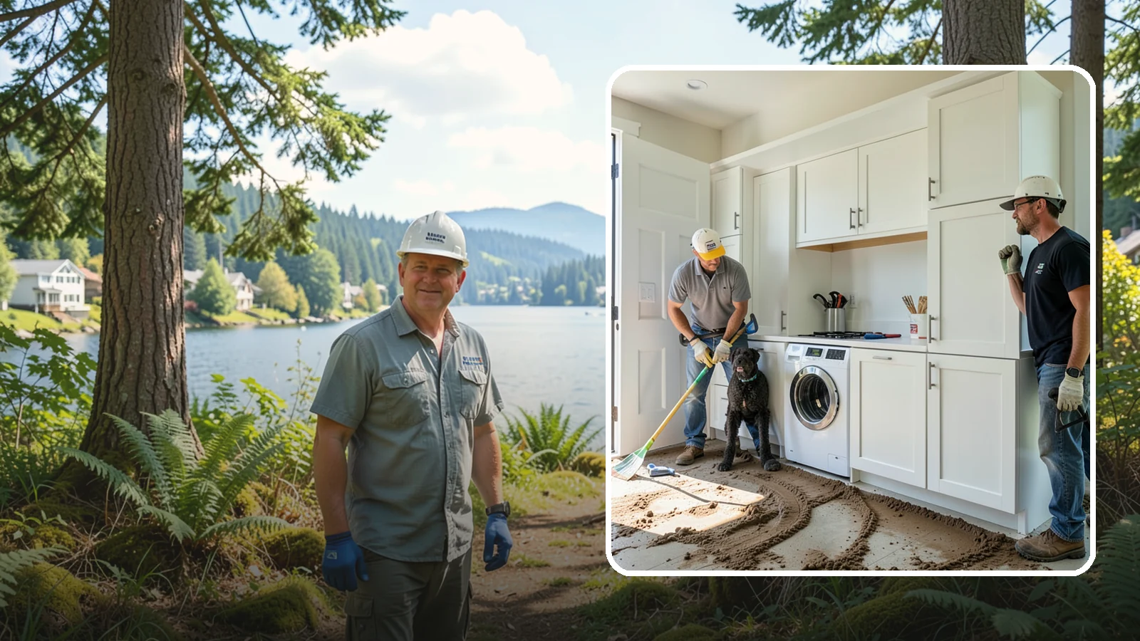 Pet Washing Station Construction in Milton, King County, WA - We build built-in pet washing stations that keep muddy PNW dogs from tracking the trail through your house.