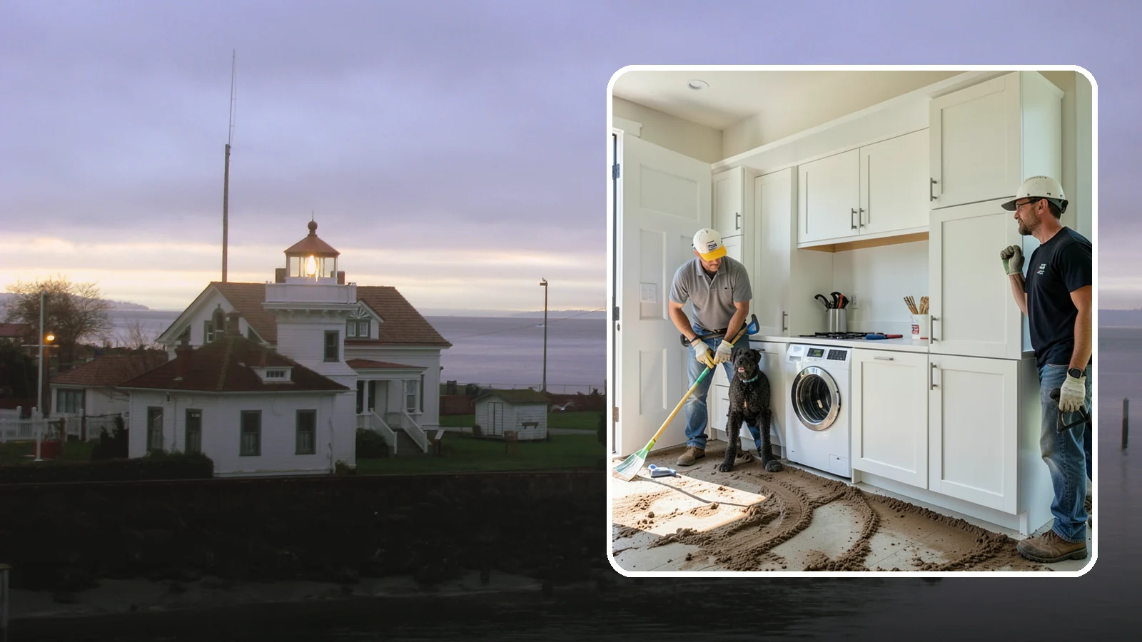 Pet Washing Station Construction in Mukilteo, Snohomish County, WA - We build built-in pet washing stations that keep muddy PNW dogs from tracking the trail through your house.