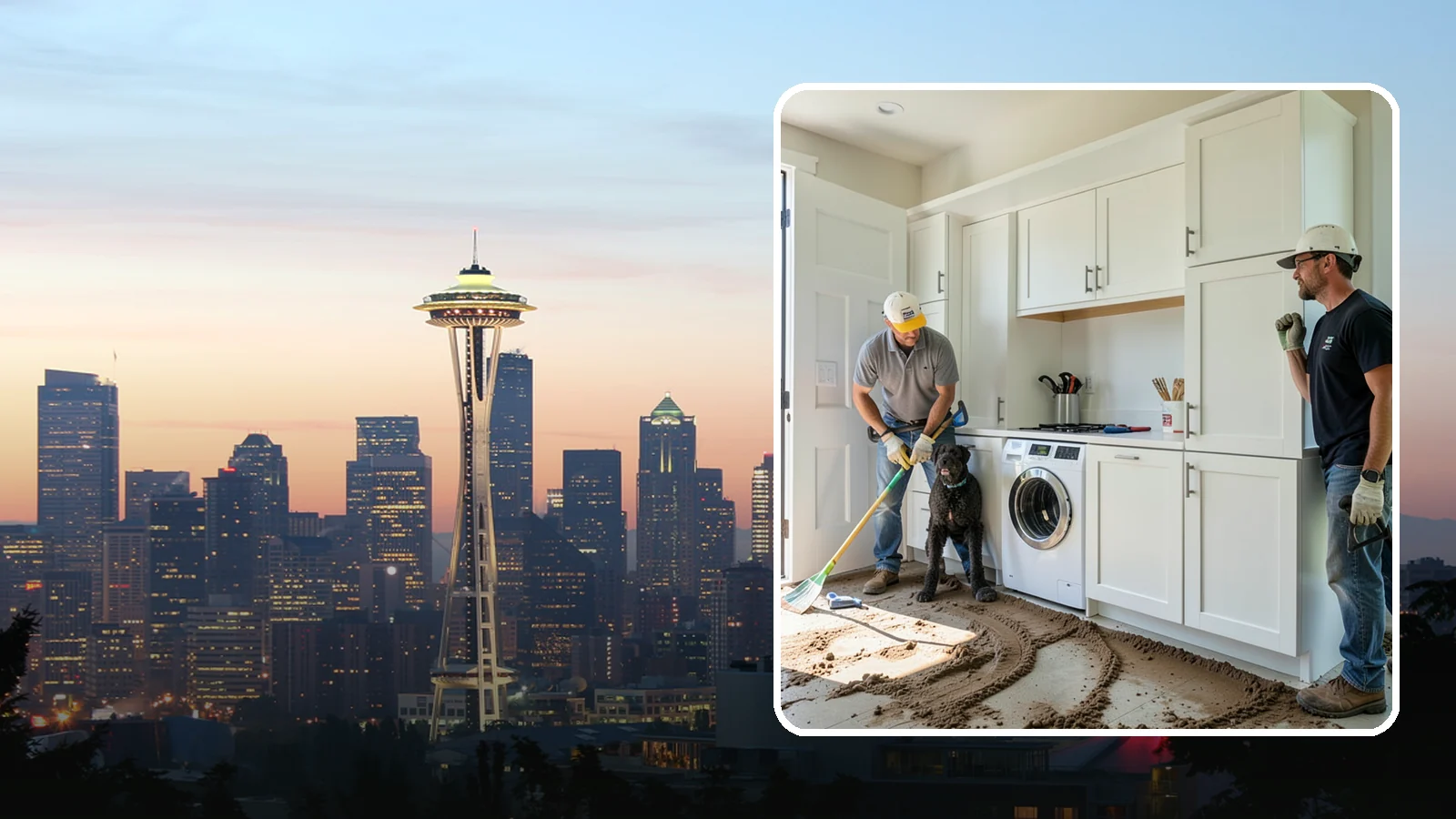 Pet Washing Station Construction in Seattle, King County, WA - We build built-in pet washing stations that keep muddy PNW dogs from tracking the trail through your house.