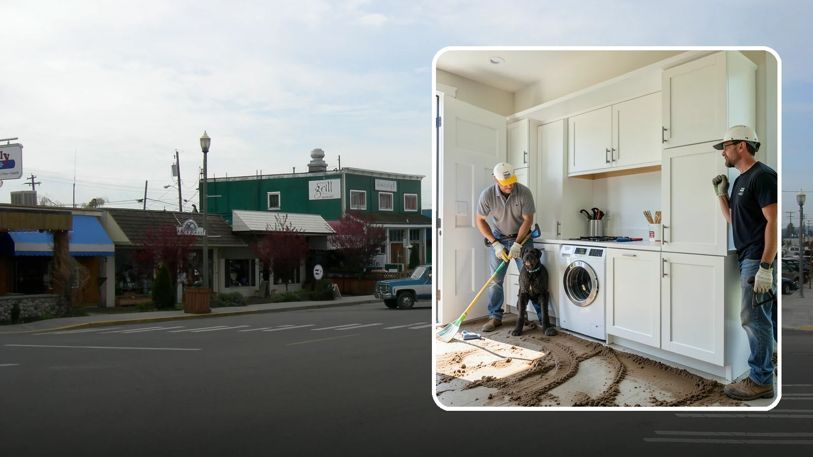 Pet Washing Station Construction in Stanwood, Snohomish County, WA - We build built-in pet washing stations that keep muddy PNW dogs from tracking the trail through your house.