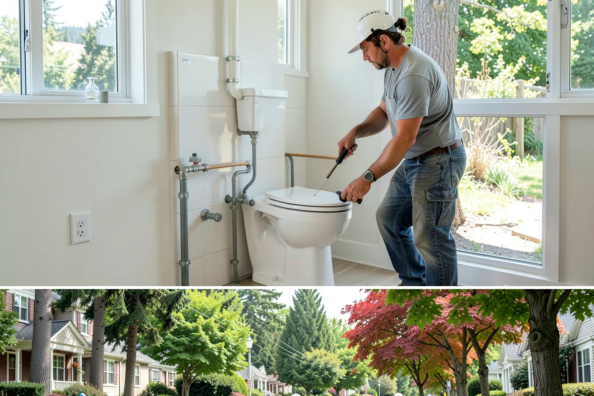 Picture Window Installation in Beaux Arts Village, King County, WA - Large fixed units are easiest to set and seal during calm, dry weather, though we protect the opening in any conditions.
