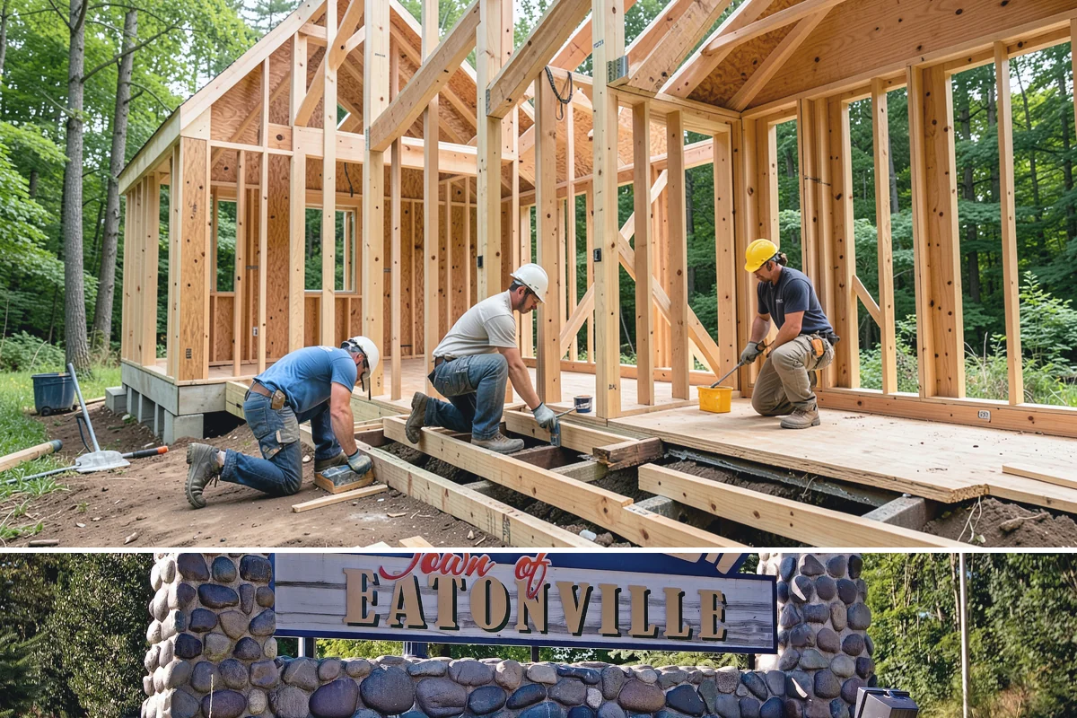 Picture Window Installation in Eatonville, Pierce County, WA - Large fixed units are easiest to set and seal during calm, dry weather, though we protect the opening in any conditions.