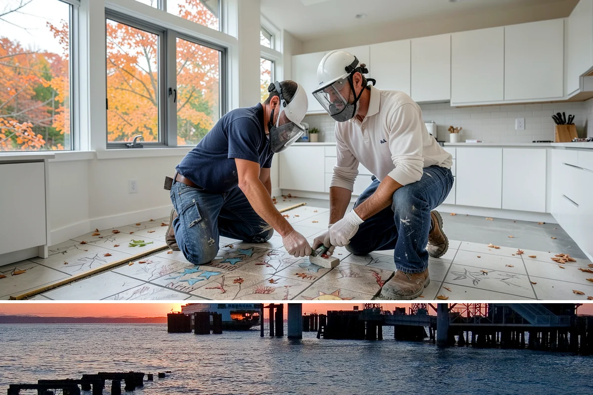 Picture Window Installation in Edmonds, Snohomish County, WA - Large fixed units are easiest to set and seal during calm, dry weather, though we protect the opening in any conditions.