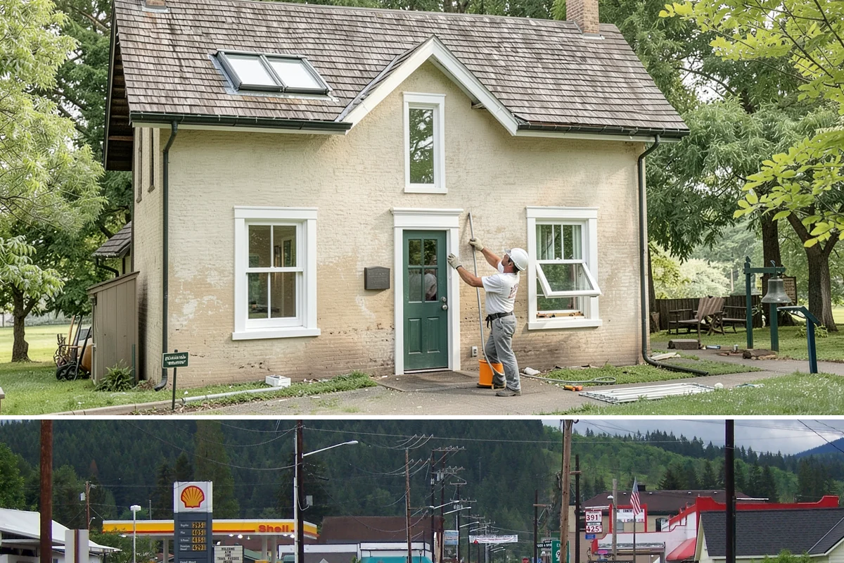 Picture Window Installation in Granite Falls, Snohomish County, WA - Large fixed units are easiest to set and seal during calm, dry weather, though we protect the opening in any conditions.