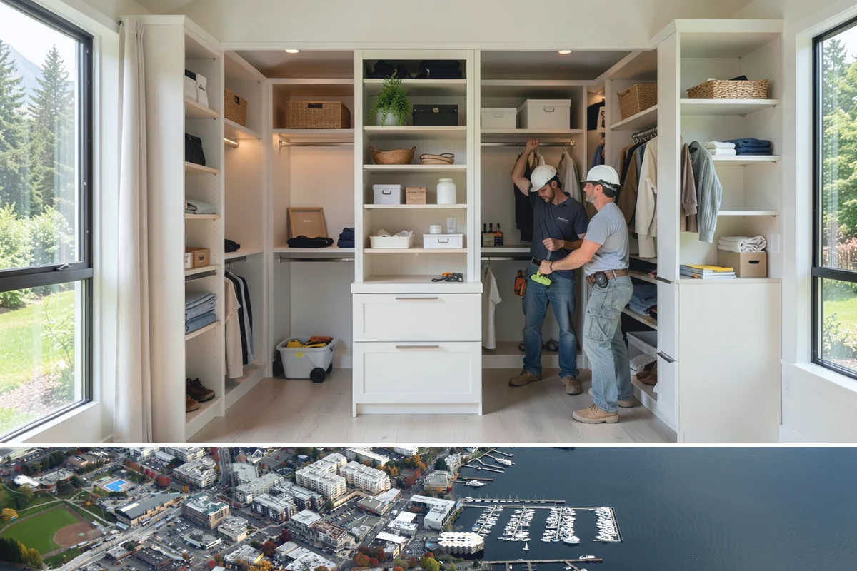 Picture Window Installation in Kirkland, King County, WA - Large fixed units are easiest to set and seal during calm, dry weather, though we protect the opening in any conditions.