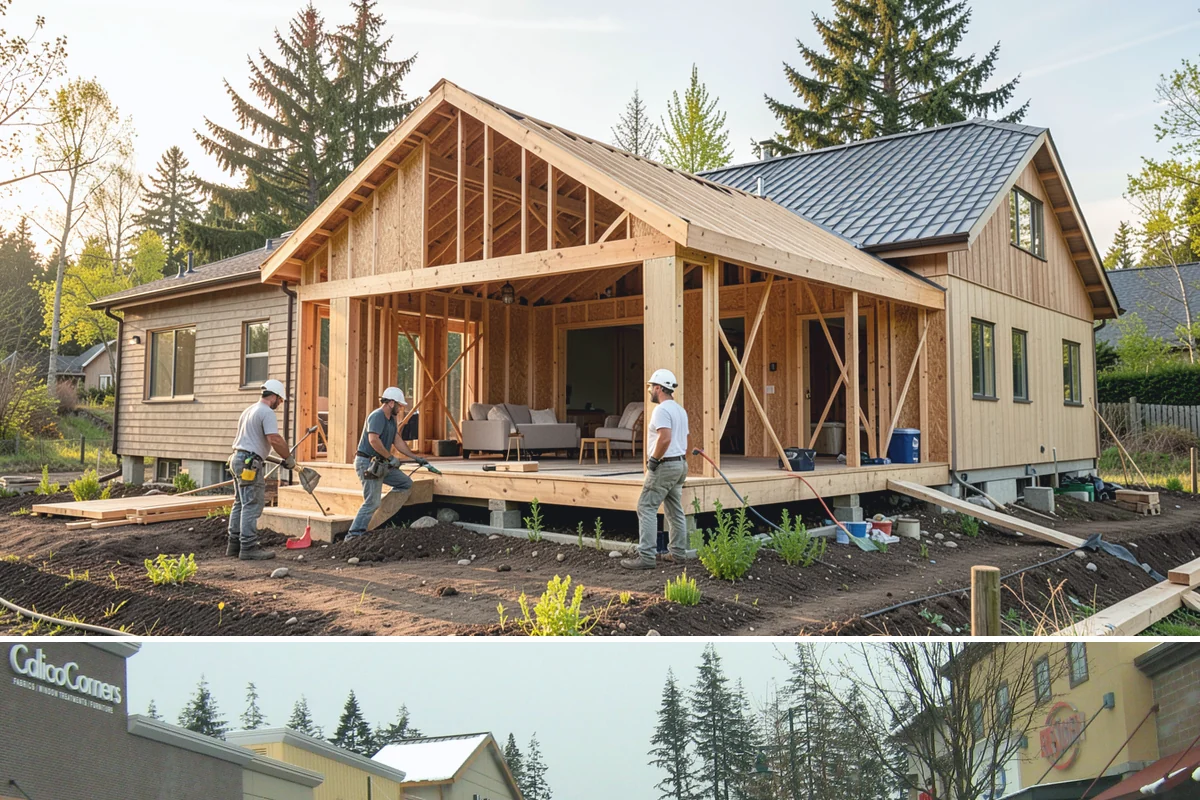 Picture Window Installation in Mill Creek, Snohomish County, WA - Large fixed units are easiest to set and seal during calm, dry weather, though we protect the opening in any conditions.