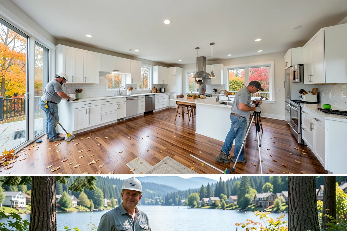 Picture Window Installation in Milton, King County, WA - Large fixed units are easiest to set and seal during calm, dry weather, though we protect the opening in any conditions.